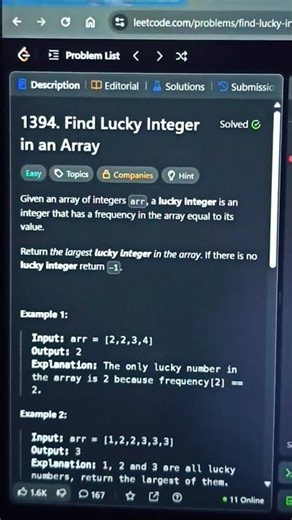 👉 LeetCode 1394 Solution in Java, C++ & Python 🚀 Daily Coding Challenge #shortsindia #motivation
