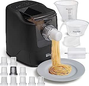 Deco Chef Automatic Pasta Maker, Mixes, Kneads and Extrudes in 10 Minutes, 13 Interchangeable Pasta Disc Types with Built-in Storage Drawer, Dishwasher Safe Parts