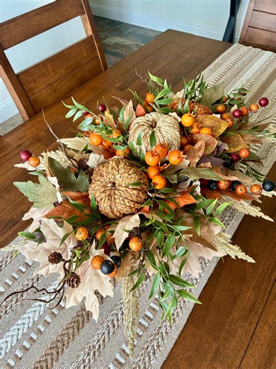 Fall Farmhouse Arrangement, Centerpiece With Pumpkins, Rustic Floral Arrangement - Etsy