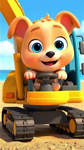 Cute Dog Builds Dream Sandcastle City with Excavator! 🐶🏰 #Shorts