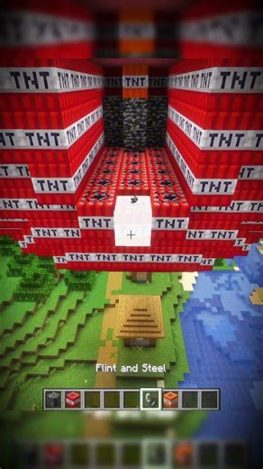 Giant TNT sphere vs village #minecraft #shorts