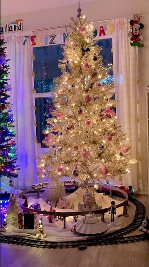 More Disney trains around Christmas trees!