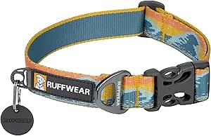 Ruffwear, Crag Dog Collar, Stylish Adventure Collar with Premium Reflective Design, Quick Release Buckle, Lightweight All-Day Comfort, Rising Wave, 14"-20"