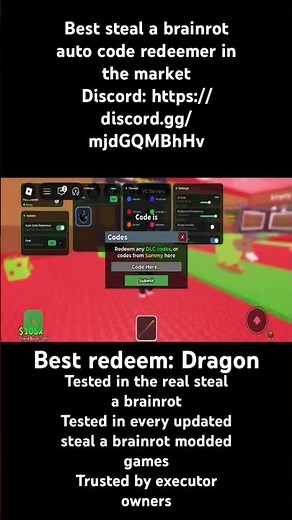 Steal a brainrot auto code redeemer #stealabrainrot #viral #script #roblox