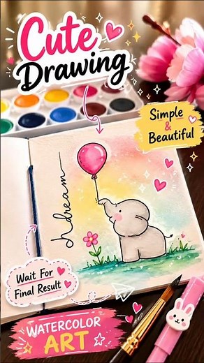 Cute Elephant Watercolor Painting | Drawing #artshorts #shortsviral #watercolor #painting