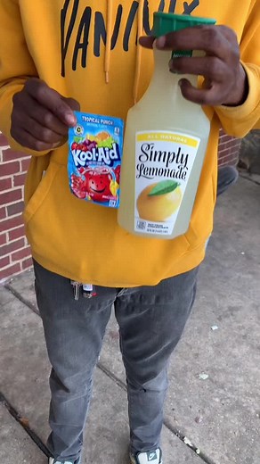 Mixing Kool-Aid with Simply Lemonade for Refreshing Drink