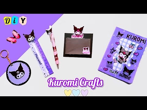 DIY Kuromi stationery / How to make Kuromi school supplies / School hacks / Back to school