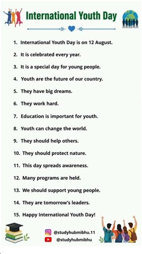 International Youth Day | 15 Lines in English for Students