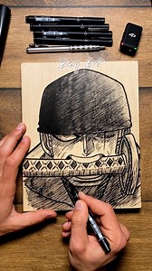 695K views · 10K reactions | Wood Canvas Drawing #2 ✍ ZORO 略⚔️ more drawings on wood or sketchbook? Let me know ✌#art #artist #sketchbook #zoro #roronoazoro #onepiece #zorororonoa #explore #draw #reels #fypシ゚ | Beq Art | Facebook
