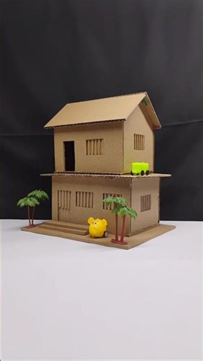 DIY 2-Floor Cardboard House Model 🏠 #shorts