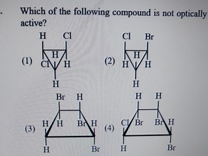 Which of the following compound is not optically active?(1)Cl... | Filo