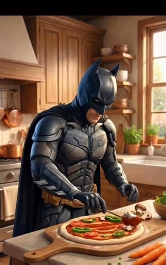 Dark Knight is on Vacation 🦇🍕#cooking #batman #dc #marvel #pixarstyle #dhurandhar #trending #viral