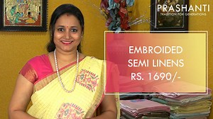 ORDER ONLINE @ https://www.prashantisarees.in/collections/linen-sarees Lovely Collection of Semi Linen Sarees with Embroidery perfect for Casual / Work wear. Price Rs. 1690/- Wash Instruction - Can be separately hand washed at home | Blouse Attached. #Linen #sarees #sareelove | Prashanti