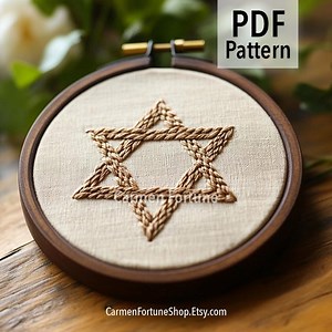 Star of David Hand Embroidery Pattern PDF, Jewish Hoop Art With Geometric Design, DIY Judaica Embroidery for Beginners, Instant Download - Etsy