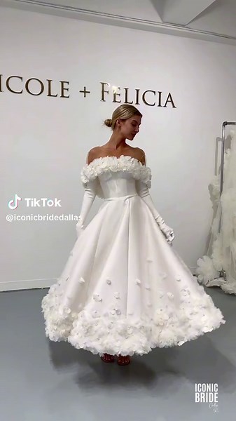 Stunning Tea Length Floral Wedding Dress