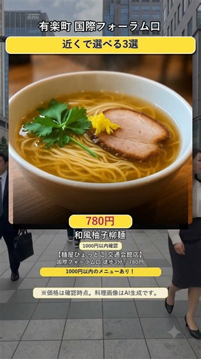 有楽町 国際フォーラム口で昼休みに使える｜近くで選べる1000円以内ランチ3選