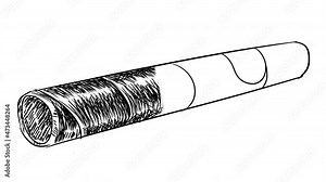 Self-drawing a sketch of a cigar on a white background. Animation with elite tobacco smoking rich people. The concept of wealth and status. 4k video of Cuban cigar with alpha channel. Stock Video