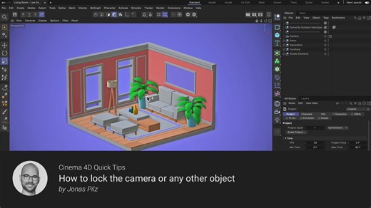 模漾网-Cinema 4D- R25-2023-官方使用技巧视频教程-如何在 Cinema 4D 中锁定摄像机或任何其他对象?