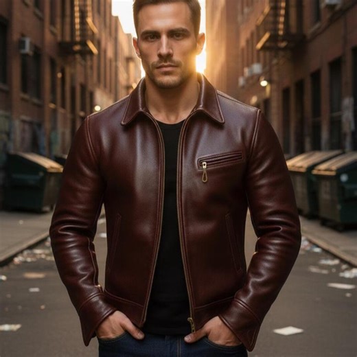 Men’s Brown Sheep Leather Cafe Racer Jacket – Vintage Biker Motorcycle Slim Fit Leather Coat - Etsy