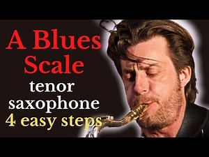 A blues scale on tenor sax saxophone for beginners: 4 easy steps with backing track