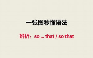 一张图秒懂语法——辨析：so ... that / so that