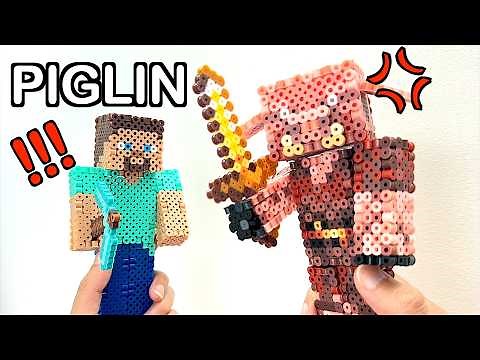 3D Perler Bead Minecraft Piglin Tutorial