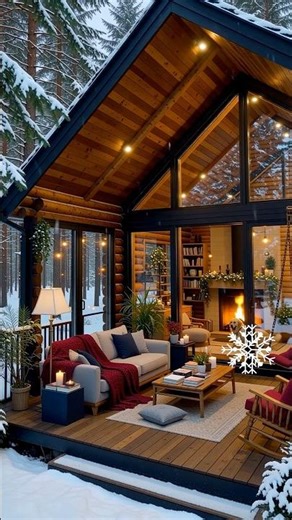 The Most Peaceful Place on Earth 🔥Cozy Cabin Ambience with Blizzard Sounds #snowyforest #cozyporch