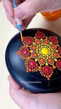 Sunset inspired dot mandala stone painting #satisfying #dotart #mandala #art #sunset