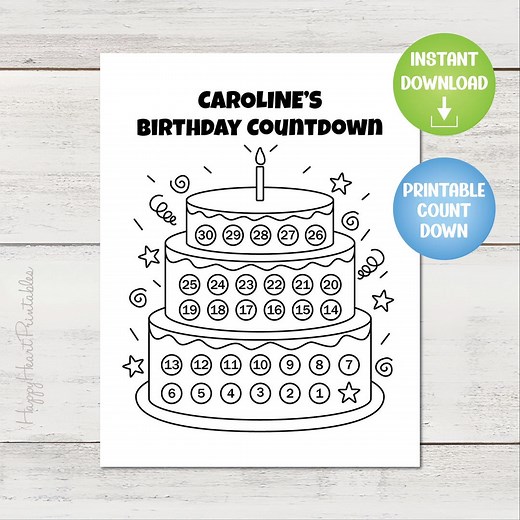 Printable Birthday Countdown - Personalize Editable PDF - Etsy