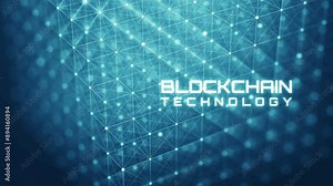 Block chain network concept. Big data visualization. Cyber security background. Distributed register technology, background made of line, circles and particles.