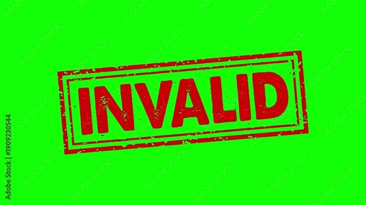 Invalid rubber stamp animation. invalid texture text Up to down motion graphics. stamp zooming and hit effect 4k video.