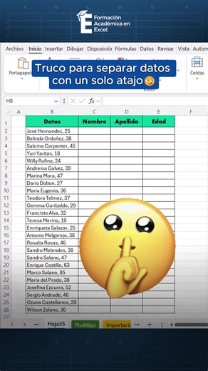 Separar datos en Excel — atajo rápido y fácil