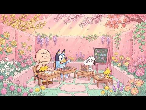 Snoopy & Bluey Math Study Classroom 🌸📚 Calm Jazz Lofi for Deep Focus & Math Homework