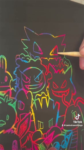 Gengar Pokemon Scratch Art Sketch