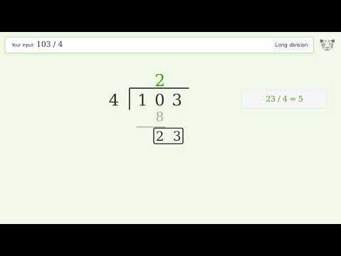 103/4 Long Division — Step-by-Step | Tiger Algebra Solver