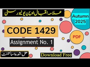 ⏩ AIOU Code 1429 Solved Assignment No.1 Autumn 2025 || Subject: Business Mathematics || BACHELOR