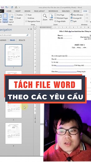 hương dẫn tách file Word thành các file nhỏ theo các yêu cầu khác nhau #minhlakhoa #khoatinhoc #tinhocvanphong #hocword #msword #word #wordtips #sachword #fbreels | Mình Là Khoa