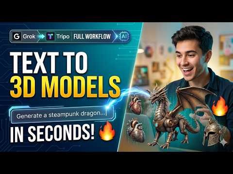 Create 3D Models from Text in Seconds | Grok + Tripo AI Full Workflow Explained #grok #ai #tricks