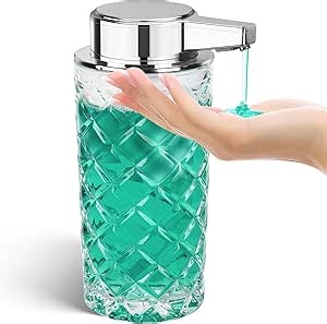 Automatic Soap Dispenser Liquid for Kitchen: 11 OZ Glass Touchless Clear Auto Soap Dispenser for Bathroom - Hand Dish Lotion Home Countertop Kids - Family Couple