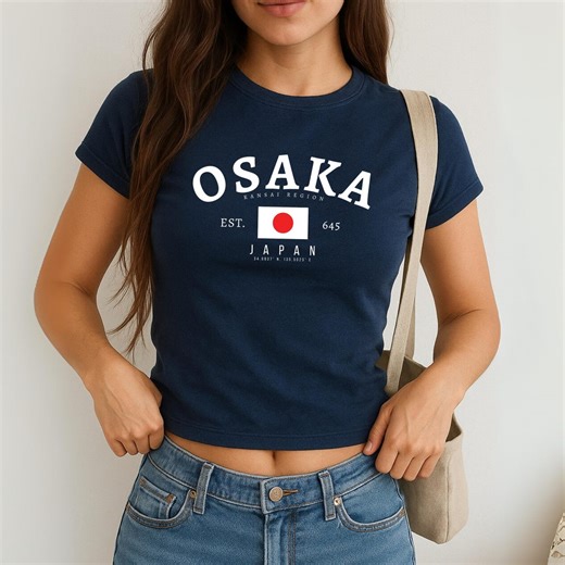 Osaka Baby Tee, Japan T Shirt, 日本 Flag Tee - Etsy