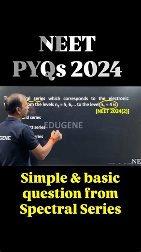 NEET PYQ 2024 | identifying Spectral Series based simple question |
