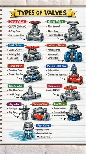 Types of Valves Explained in 60 Seconds | Civil Engineering Basics 🔧💧