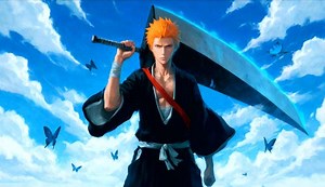 Bleach - Ichigo Kurosaki Zangetsu Blue Sky Live Wallpaper