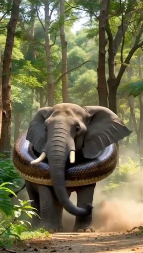 Elephant vs Giant Snake! #animalfight