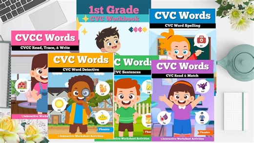 1st Grade CVC Word Worksheets | Phonics Learning Bundle (PDF) - Etsy