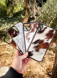 Cowhide Phone Case – Western Style Phone Cover With Real Cowhide | Branding Available - Etsy Australia