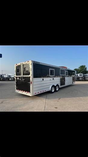 Rob King Murphy Trailer Sales on Instagram: "2022 Cimarron Trailers 37’ 6-8H Hd-Hd $89,000.00 / Full Details In Link In Bio 8’-0” x 37’-0” x 8’-0” Tall 2-8000# Dexter Rubber Torsion Axles 5-235-75R17.5 16PLy Radial Tires 5-Alcoa Aluminum Wheels 4-Wheel Electric Brakes 5-235/75R17.5 Radial 16Ply Tires 6’ Tack Room Equalizer Systems Hydraulic Jack 13,500BTU A/C Unit Werm Flooring Systems Spring Assisted 60” Side Ramp w/ Dutch Door & Removable Gate @ Top Section Spring Assisted Rear Ramp w/ Dutch D