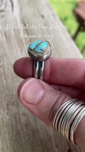 Sky Blue Royston Turquoise Ring 💙 Handmade Sterling Silver Size 9