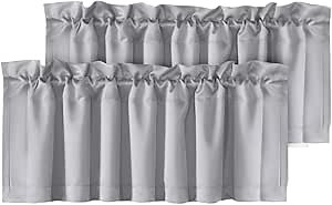 H.VERSAILTEX Blackout Grey Valances for Windows，Kitchen Curtain Valances for Living Room/Bedroom/Bathroom Privacy Decorative Rod Pocket，2 Packs，52" W x 18" L, Dove Gray