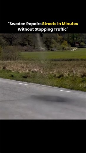 Bizziologyy on Instagram: "The post features a mesmerizing clip of Sweden's advanced road repair trucks in action, demonstrating how they seamlessly fix cracks and potholes without halting traffic flow. Equipped with onboard sensors that instantly detect surface damage as the vehicle moves along, the specialized machine blasts the area clean with high-pressure air, fills the defect with heated asphalt in a precise injection, and seals it smooth—all in one continuous, fluid motion while cars zip 
